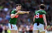 25 June 2023; Mayo players Diarmuid O'Connor and Stephen Coen during the GAA Football All-Ireland Senior Championship Preliminary Quarter Final match between Galway and Mayo at Pearse Stadium in Galway. Photo by Seb Daly/Sportsfile