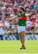 25 June 2023; Aidan O'Shea of Mayo reacts after a decision is given against his side during the GAA Football All-Ireland Senior Championship Preliminary Quarter Final match between Galway and Mayo at Pearse Stadium in Galway. Photo by Seb Daly/Sportsfile