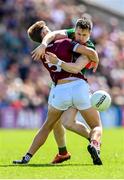 25 June 2023; Cillian O'Connor of Mayo in action against Cian Hernon of Galway during the GAA Football All-Ireland Senior Championship Preliminary Quarter Final match between Galway and Mayo at Pearse Stadium in Galway. Photo by Seb Daly/Sportsfile