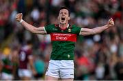 25 June 2023; Stephen Coen of Mayo celebrates at the final whistle of the GAA Football All-Ireland Senior Championship Preliminary Quarter Final match between Galway and Mayo at Pearse Stadium in Galway. Photo by Brendan Moran/Sportsfile