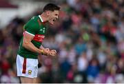 25 June 2023; James Carr of Mayo celebrates at the final whistle of the GAA Football All-Ireland Senior Championship Preliminary Quarter Final match between Galway and Mayo at Pearse Stadium in Galway. Photo by Brendan Moran/Sportsfile