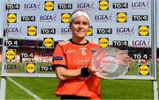 25 June 2023; Lauren McConville of Armagh with her Player of the Match award after the 2023 TG4 All-Ireland Ladies Senior Football Championship Group 1 Round 2 fixture between Armagh and Mayo at the Box-IT Athletic Grounds, Armagh.  Photo by Sam Barnes/Sportsfile