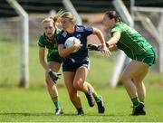 25 June 2023; Lauren McGregor of Waterford in action against Mary Kate Lynch and Olivia Gore of Meath during the TG4 Ladies Football All-Ireland Championship match between Waterford and Meath at Fraher Field in Dungarvan, Waterford. Photo by Matt Browne/Sportsfile