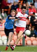 25 June 2023; Ger Dillon of Derry in action against Jack O'Sullivan of Dublin during the Electric Ireland GAA Football All-Ireland Minor Championship Semi Final match between Dublin and Derry at Box-It Athletic Grounds in Armagh. Photo by Sam Barnes/Sportsfile