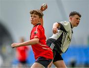 25 June 2023; Action from the rounders final between Emo and Fenagh during the John West Féile Peil na nÓg at Connacht GAA Centre of Excellence in Bekan, Mayo. Photo by Stephen Marken/Sportsfile