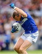 25 June 2023; Evan O'Carroll of Laois calls a mark during the Tailteann Cup Semi Final match between Down and Laois at Croke Park in Dublin. Photo by Michael P Ryan/Sportsfile