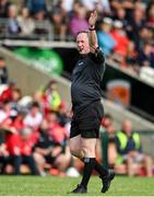 25 June 2023; Referee Sean Laverty during the Electric Ireland GAA Football All-Ireland Minor Championship Semi Final match between Dublin and Derry at Box-It Athletic Grounds in Armagh. Photo by Sam Barnes/Sportsfile