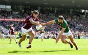 25 June 2023; Aidan O'Shea of Mayo in action against Seán Fitzgerald of Galway during the GAA Football All-Ireland Senior Championship Preliminary Quarter Final match between Galway and Mayo at Pearse Stadium in Galway. Photo by Seb Daly/Sportsfile