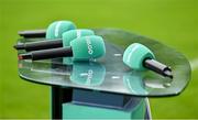 24 June 2023; GAA GO microphones before the GAA Football All-Ireland Senior Championship Preliminary Quarter Final match between Donegal and Tyrone at MacCumhaill Park in Ballybofey, Donegal. Photo by Brendan Moran/Sportsfile