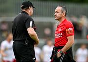 24 June 2023; Tyrone joint-managers Brian Dooher, right, and Feargal Logan before the GAA Football All-Ireland Senior Championship Preliminary Quarter Final match between Donegal and Tyrone at MacCumhaill Park in Ballybofey, Donegal. Photo by Brendan Moran/Sportsfile