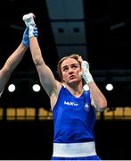 26 June 2023; Kellie Harrington of Ireland is declared victorious over Elida Kocharyan of Armenia after the Women's 60kg Round of 16 at the Nowy Targ Arena during the European Games 2023 in Krakow, Poland. Photo by David Fitzgerald/Sportsfile