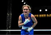 26 June 2023; Kellie Harrington of Ireland celebrates after defeating Elida Kocharyan of Armenia in the Women's 60kg Round of 16 at the Nowy Targ Arena during the European Games 2023 in Krakow, Poland. Photo by David Fitzgerald/Sportsfile