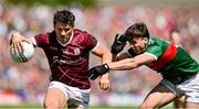 25 June 2023; Shane Walsh of Galway is tackled by Sam Callinan of Mayo during the GAA Football All-Ireland Senior Championship Preliminary Quarter Final match between Galway and Mayo at Pearse Stadium in Galway. Photo by Brendan Moran/Sportsfile