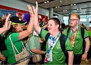 26 June 2023; Team Ireland's Ryan Griffin, a member of Skellig Stars Special Olympics Club, from Waterville, Kerry, pictured at Dublin Airport on the team's return from the World Special Olympic Games in Berlin, Germany. Photo by Sam Barnes/Sportsfile