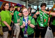 26 June 2023; Team Ireland's Grace Kavanagh, a member of Naas Special Olympics Club, from Rathangan, Kildare, pictured at Dublin Airport on the team's return from the World Special Olympic Games in Berlin, Germany. Photo by Sam Barnes/Sportsfile