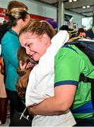 26 June 2023; Team Ireland's Lauren Campbell, a member of Palmerstown Wildcats Special Olympics Club, from Dublin 12, is welcomed by her daughter Ava, aged 9, at Dublin Airport on the team's return from the World Special Olympic Games in Berlin, Germany. Photo by Sam Barnes/Sportsfile