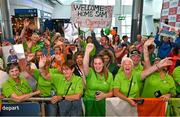 26 June 2023; Supporters gather at Dublin Airport ahead of the team's return from the World Special Olympic Games in Berlin, Germany. Photo by Sam Barnes/Sportsfile