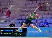 26 June 2023; Rachael Darragh of Ireland in action against Tereza Svabikova of Czechia in the badminton Women's Singles Group at the Jaskolka Arena during the European Games 2023 in Poland. Photo by Tyler Miller/Sportsfile