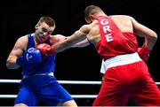 26 June 2023; Jack Marley of Ireland, left, in action against Vagkan Nanitzanian of Greece in their Men's 92kg Round of 16 bout at the Nowy Targ Arena during the European Games 2023 in Krakow, Poland. Photo by David Fitzgerald/Sportsfile