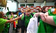 26 June 2023; Team Ireland's Anita Forde, a member of Palmerstown Wildcats Special Olympics Club, from Leixlip, Kildare, pictured at Dublin Airport on the team's return from the World Special Olympic Games in Berlin, Germany. Photo by Ray McManus/Sportsfile