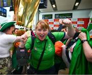 26 June 2023; Team Ireland's Anita Forde, a member of Palmerstown Wildcats Special Olympics Club, from Leixlip, Kildare, pictured at Dublin Airport on the team's return from the World Special Olympic Games in Berlin, Germany. Photo by Ray McManus/Sportsfile