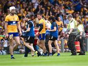 24 June 2023; John Conlon of Clare leaves the pitch to receive medical attention for an injury during the GAA Hurling All-Ireland Senior Championship Quarter Final match between Clare and Dublin at TUS Gaelic Grounds in Limerick. Photo by Piaras Ó Mídheach/Sportsfile