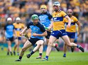 24 June 2023; Fergal Whitely of Dublin in action against Diarmuid Ryan of Clare during the GAA Hurling All-Ireland Senior Championship Quarter Final match between Clare and Dublin at TUS Gaelic Grounds in Limerick. Photo by Piaras Ó Mídheach/Sportsfile