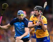 24 June 2023; Ian Galvin of Clare in action against Eoghan O'Donnell of Dublin during the GAA Hurling All-Ireland Senior Championship Quarter Final match between Clare and Dublin at TUS Gaelic Grounds in Limerick. Photo by Piaras Ó Mídheach/Sportsfile