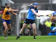 24 June 2023; Conor Burke of Dublin in action against Cathal Malone of Clare during the GAA Hurling All-Ireland Senior Championship Quarter Final match between Clare and Dublin at TUS Gaelic Grounds in Limerick. Photo by Piaras Ó Mídheach/Sportsfile