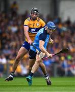 24 June 2023; Eoghan O'Donnell of Dublin in action against Cathal Malone of Clare during the GAA Hurling All-Ireland Senior Championship Quarter Final match between Clare and Dublin at TUS Gaelic Grounds in Limerick. Photo by Piaras Ó Mídheach/Sportsfile