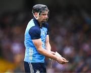 24 June 2023; Danny Sutcliffe of Dublin puts ice on his hand after a tackle during the GAA Hurling All-Ireland Senior Championship Quarter Final match between Clare and Dublin at TUS Gaelic Grounds in Limerick. Photo by Piaras Ó Mídheach/Sportsfile