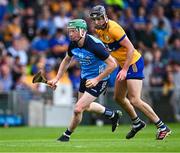 24 June 2023; Fergal Whitely of Dublin in action against Cathal Malone of Clare during the GAA Hurling All-Ireland Senior Championship Quarter Final match between Clare and Dublin at TUS Gaelic Grounds in Limerick. Photo by Piaras Ó Mídheach/Sportsfile