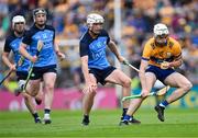 24 June 2023; Ryan Taylor of Clare in action against Darragh Power of Dublin, 15, during the GAA Hurling All-Ireland Senior Championship Quarter Final match between Clare and Dublin at TUS Gaelic Grounds in Limerick. Photo by Piaras Ó Mídheach/Sportsfile
