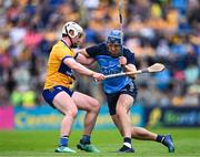 24 June 2023; Paul Crummey of Dublin in action against Adam Hogan of Clare during the GAA Hurling All-Ireland Senior Championship Quarter Final match between Clare and Dublin at TUS Gaelic Grounds in Limerick. Photo by Piaras Ó Mídheach/Sportsfile