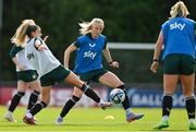 26 June 2023; Leanne Kiernan, left, and Louise Quinn during a Republic of Ireland training session at UCD Bowl in Dublin. Photo by Brendan Moran/Sportsfile