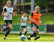 26 June 2023; Ciara Grant, right, and Megan Connolly during a Republic of Ireland training session at UCD Bowl in Dublin. Photo by Brendan Moran/Sportsfile