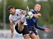 26 June 2023; Patrick Hoban of Dundalk in action against Jamie Lennon of St Patrick's Athletic during the SSE Airtricity Men's Premier Division match between Dundalk and St Patrick's Athletic at Oriel Park in Dundalk, Louth. Photo by Sam Barnes/Sportsfile