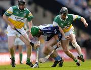 20 June 2004; Kevin Ryan, Dublin, in action against Offaly's Joe Brady, left, and Rory Hanniffy. Guinness Leinster Senior Hurling Championship Semi-Final,  Dublin v Offaly, Croke Park, Dublin. Picture credit; Brian Lawless / SPORTSFILE
