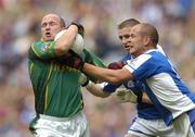 20 June 2004; Ollie Murphy, Meath, in action against Tom Kelly, right, and Colm Byrne, Laois. Bank of Ireland Leinster Senior Football Championship Semi-Final, Meath v Laois, Croke Park, Dublin. Picture credit; Brian Lawless / SPORTSFILE