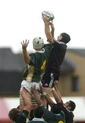 23 June 2004; Craig Clarke, New Zealand, in action against Wouter Moore, South Africa. IRB Under 21 World Rugby Championship, Semi-Final, New Zealand v South Africa, Hughenden, Glasgow, Scotland. Picture credit; Brian Lawless / SPORTSFILE