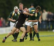 23 June 2004; Ruan Pienaar, South Africa, in action against Stephen Donald, New Zealand. IRB Under 21 World Rugby Championship, Semi-Final, New Zealand v South Africa, Hughenden, Glasgow, Scotland. Picture credit; Brian Lawless / SPORTSFILE