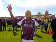 27 June 2004; Mayo's Ciaran McDonald, (wearing a Galway jersey) celebrates victory over Galway. Bank of Ireland Connacht Senior Football Championship Semi-Final, Mayo v Galway, McHale Park, Castlebar, Co. Mayo. Picture credit; Damien Eagers / SPORTSFILE