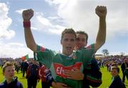 27 June 2004; Mayo's James Gill celebrates victory over Galway. Bank of Ireland Connacht Senior Football Championship Semi-Final, Mayo v Galway, McHale Park, Castlebar, Co. Mayo. Picture credit; Damien Eagers / SPORTSFILE