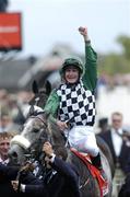 27 June 2004; Pat Smullen celebrates winning the Budweiser Irish Derby on Grey Swallow. Curragh Racecourse, Co. Kildare. Picture credit; Matt Browne / SPORTSFILE