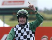 27 June 2004; Pat Smullen celebrates winning the  Budweiser Irish Derby. Curragh Racecourse, Co. Kildare. Picture credit; Matt Browne / SPORTSFILE