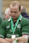 27 June 2004; A dejected David O'Brien, Ireland, with his silver medal after his side were defeated by New Zealand. IRB U21 World Championship Final, Ireland v New Zealand, Hughenden, Glasgow, Scotland. Picture credit; Brendan Moran / SPORTSFILE