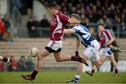 10 March 2013; Denis Corroon, Westmeath, in action against Denis Booth, Laois. Allianz Football League, Division 2, Westmeath v Laois, Cusack Park, Mullingar, Co. Westmeath. Picture credit: Brendan Moran / SPORTSFILE