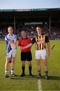 13 July 2013; Kilkenny captain Colin Fennelly and Waterford captain Kevin Moran shake hands in fornt of referee James Owens. GAA Hurling All-Ireland Senior Championship, Phase III, Kilkenny v Waterford, Semple Stadium, Thurles, Co. Tipperary. Picture credit: Ray McManus / SPORTSFILE