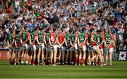 25 August 2013; The Mayo team stand for the team photograph. GAA Football All-Ireland Senior Championship Semi-Final, Mayo v Tyrone, Croke Park, Dublin. Picture credit: Ray McManus / SPORTSFILE
