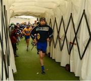 23 June 2013; Clare captain Patrick Donnellan leads his team out of the dressing-room. Munster GAA Hurling Senior Championship Semi-Final, Cork v Clare, Gaelic Grounds, Limerick. Picture credit: Ray McManus / SPORTSFILE